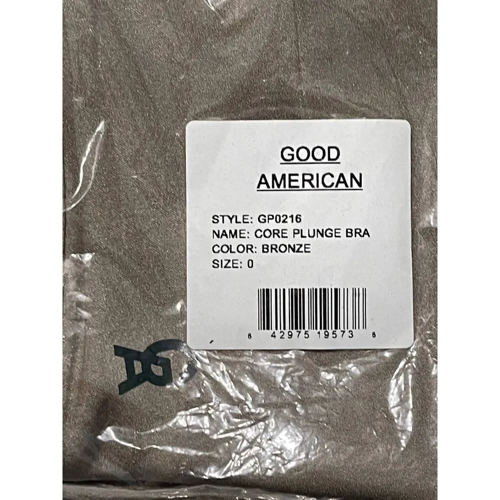 Good American Core Plunge‎ Performance Criss Cross Sports Bra Bronze Size 0 XS